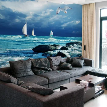 beibehang Большие настенные обои современный минималистичный фон для дивана в гостиной голубое небо papel de parede para quarto