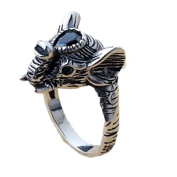 Женское кольцо BOCAI New real S925 из чистого серебра, винтажное тайское серебряное модное открытое кольцо в виде слона, женское благоприятное кольцо на указательный палец