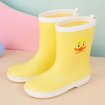 Новые детские непромокаемые ботинки среднего размера, противоскользящая детская непромокаемая обувь для мальчиков и девочек, резиновые сапоги с героями мультфильмов, студенческая водная обувь CSH1504
