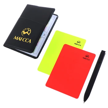 Инструмент для записи красных и желтых карточек футбольного судьи с кожаным футляром и ручкой