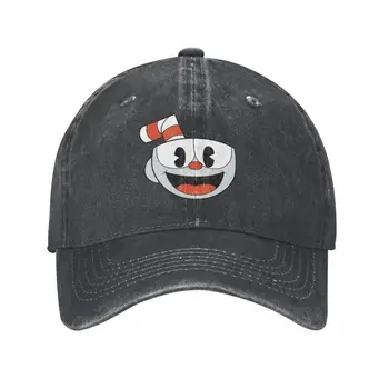 Бейсболка Cupshot Cuphead в стиле ретро Мужская Женская бейсболка из потертой джинсовой ткани Snapback Hat Outdoor Summer Gift Caps Hat