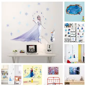 3D мультяшные наклейки на стену с замороженными изображениями для детской комнаты, наклейки для украшения стен спальни, плакаты с фильмами принцессы Анны, подарок для декора комнаты для девочек