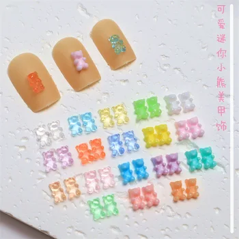 50шт 20-стилевых украшений из смолы с мишкой для ногтей Kawaii Jelly Mini Rhinestone Подвески для ногтей DIY Macaron Аксессуары для маникюра Орнамент