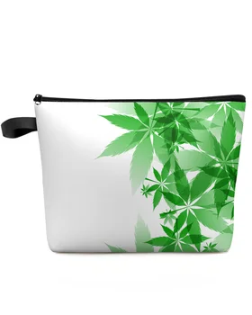 Градиентная текстура зеленого листа растения, дорожная косметичка большой емкости, Портативная сумка для хранения макияжа, женский водонепроницаемый пенал