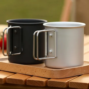 Чай для кемпинга, Ультралегкая складная алюминиевая кружка для пикника, титановая кружка, портативная уличная чашка из сплава, Вода, Кофе