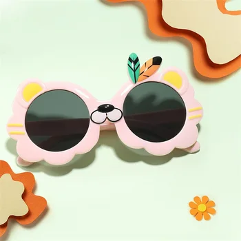Детские милые солнцезащитные очки мультфильм Лев листья круглые глаза защищают очки Смешные цены группа мальчики девочки реквизит детские головные уборы