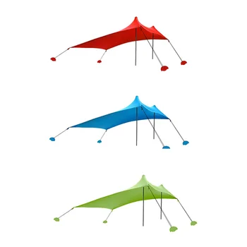 Пляжный зонт портативная уличная палатка водонепроницаемый складной кемпинг навес полюс Цвет случайный синий