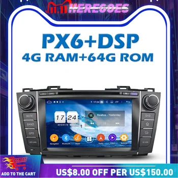 PX6 Автомобильный DVD-плеер DSP Android 10,0 4G + 64 ГБ GPS Карта RDS Радио Wifi IPS Bluetooth 5,0 Для Mazda 5 Premacy 2009 2010 2011 2012