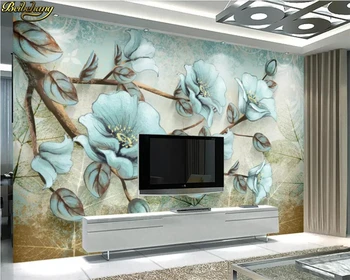 бейбехан Пользовательские фотообои фреска цветы распускаются ретро цветы и птицы современный минималистичный абстрактный фон стены