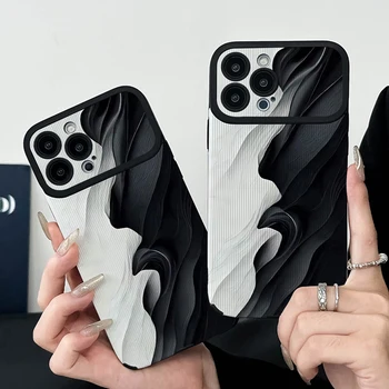 Креативный Черно-Белый Чехол в стиле Пэчворк Для iPhone 15Pro Max 14 13 12 11 Pro Max X XR XS 7 8 Plus С Защитой Камеры Мягкий Чехол
