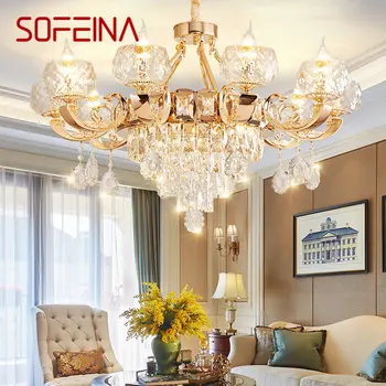SOFEINA Постмодернистская люстра, Золотые роскошные Винтажные хрустальные светодиодные светильники, Декор в виде свечей для дома, гостиной, спальни, отеля