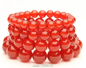 Эластичные браслеты из круглых бусин из настоящего красного агата 6/8/10/12/14/16 мм, браслет из бусин из натурального камня для девочек, леди