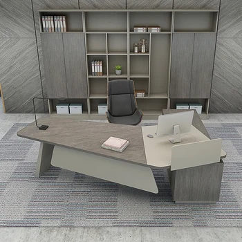 Индивидуальный офисный стол, модное и креативное сочетание стола и стула босса, полный набор книжных шкафов, простой и современный
