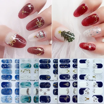 Наклейки для ногтей с рисунком снежинки, самоклеящиеся наклейки для дизайна ногтей, гелевые обертывания с полным покрытием, наклейки для женщин, наклейки-слайдеры