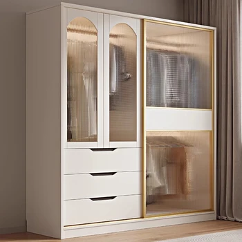 Высокие шкафы для спальни Современная Белая вешалка для одежды Стеклянные шкафы для хранения в квартире Простые деревянные шкафы Abiertos Мебель для дома