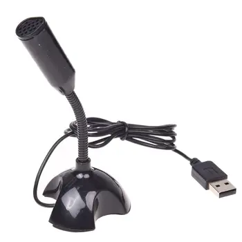 USB-микрофон с гибким микрофоном с шумоподавлением для ПК Mac, подставка для ноутбука