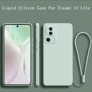 С Ремешком Для Xiaomi 13 Lite 5G Чехол Противоударный Защитный Бампер Из Настоящего Жидкого Силикона Для Xiaomi 13 Lite Civi 3 2