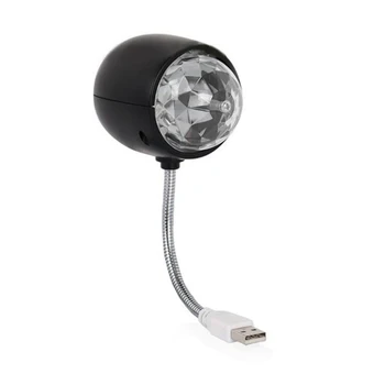 USB Лампа с Диско-шаром, Вращающаяся RGB Цветная Светодиодная Лампа Для Сценического Освещения с Подсветкой для книг 3 Вт, питание от USB (черный)