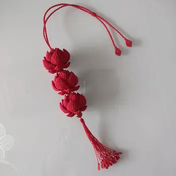 Китайское рукоделие, ручное вязание, высококачественный цветок красного лотоса, хвост феникса, подвеска с кисточкой, подвешивание в машине, специальный подарок