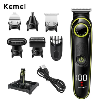 Электрическая машинка для стрижки волос Kemei 696, Многофункциональный Триммер, мужская электробритва, Триммер для носа, Машинка для стрижки волос, Набор для ухода