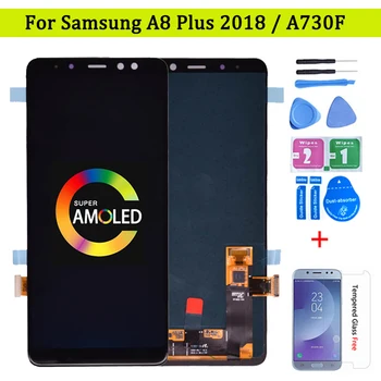 Super Amoled Для Samsung Galaxy A8 plus A730 A730F ЖК-дисплей с Сенсорным Экраном и Цифровым Преобразователем в сборе для Galaxy A8 + 2018 Duos