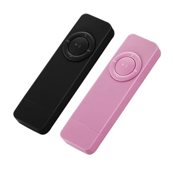 2шт Портативный USB Sport U Disk Mini Mp3 Музыкальный плеер с поддержкой 32 ГБ TF-карты (черный и розовый)