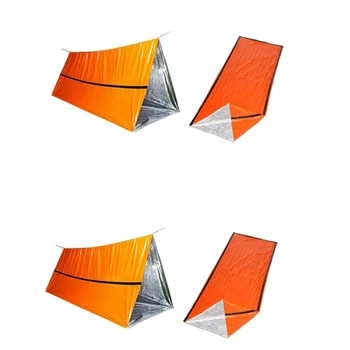 Аварийная палатка для выживания на 2 человека с аварийным спальным мешком - Водонепроницаемая спасательная палатка для выживания, аварийное укрытие
