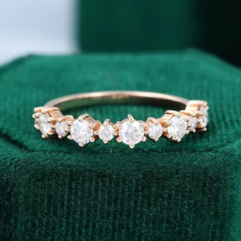 Уникальные обручальные кольца с муассанитом круглой огранки из розового золота 14 Карат D-цвета, подходящие к обручальному кольцу для женщин