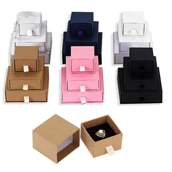 10 шт Картонный набор ювелирных изделий Коробка-органайзер для колец и ожерелий подарочные коробки для упаковки ювелирных изделий с губкой внутри Оптом