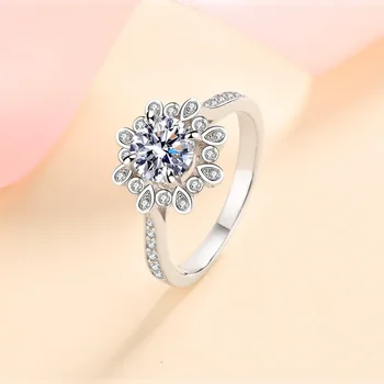 100% стерлинговое серебро 925 пробы 1 карат прошел бриллиантовый тест D color VVS1 Муассанит роскошное кольцо подарок на день рождения модные украшения Для женщин