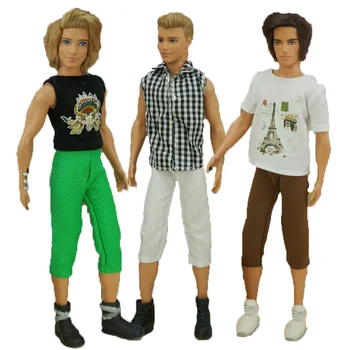 спортивная одежда из ткани Кен 30 см, повседневные костюмы для куклы Кен, брюки средней длины, футболка, повседневная одежда для бойфренда куклы, аксессуары для куклы Кен