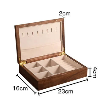Высококачественный ящик для хранения из массива черного ореха, настольный Универсальный органайзер для хранения антикварной коллекции ювелирных изделий с защитой от окисления