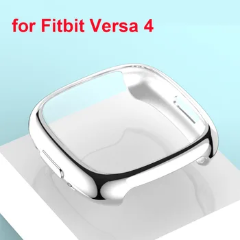 Защитный чехол для смарт-часов Fitbit Versa 4 из ТПУ, защитный чехол для экрана, полный бампер, аксессуары для Fitbit Versa4, серебро