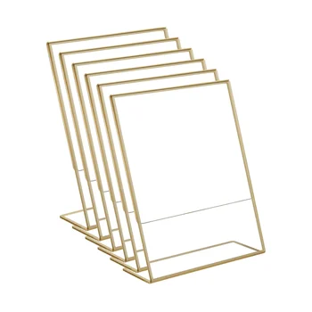 Акриловая золотая рамка 10ШТ, держатель таблички с наклонной спинкой для свадебной таблички, вывески ресторана, фотографии