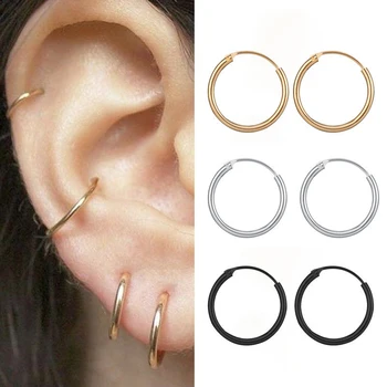 Новые простые металлические круглые маленькие серьги-кольца для женщин, девочек, пирсинг, панк-украшения, геометрическая круглая спираль, ухо