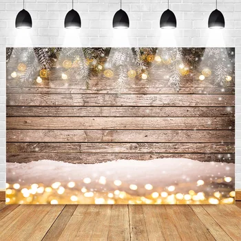 Рождественский фон Винтажные деревянные Рождественские огни Фон для фотосъемки Белый снег Фон Боке для детей новорожденный ребенок