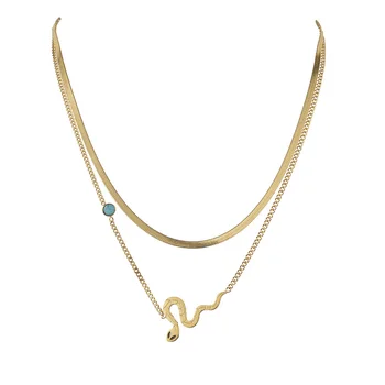 Женское ожерелье в виде змеи, многослойная цепочка из нержавеющей стали золотого цвета, подарки для вечеринок, модные украшения, Бесплатная доставка