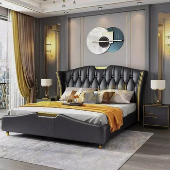Мебель для гостиной двуспальная кровать из нержавеющей стали металлический каркас металлическая современная двуспальная роскошная кровать металлические кровати