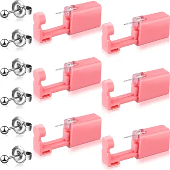 Розовый набор пистолетов для прокалывания ушей, одноразовые серьги для самостоятельного прокалывания ушей, инструменты для домашнего пирсинга с ушными вкладышами, подходящие девушке