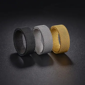 Новое Деформационное кольцо из плетеной сетки из титановой стали 8 мм с вакуумным покрытием Color Trend Jewelry