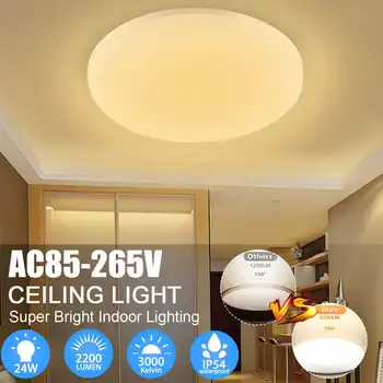 Светодиодный потолочный светильник мощностью 24 Вт, белый / теплый белый, внутреннее освещение для гостиной и столовой, украшение ванной комнаты, ночник для домашней спальни