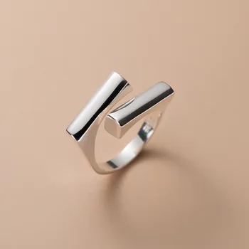 Гладкая блестящая геометрия хип-хопа, INS, Горячая распродажа, Серебряное кольцо с возможностью изменения размера для женских ювелирных изделий.