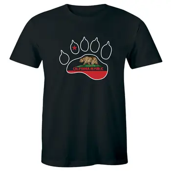 Сувенир из Калифорнии с государственным флагом Республики Калифорния, мужская футболка Cali Bear Paw Footstep