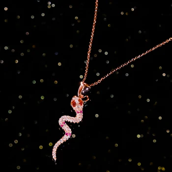 Ожерелье в виде змеи из розового золота с серебряным покрытием, женская цепочка из высокоуглеродистой бриллиантовой ключицы, Новый кулон из змеиной кости