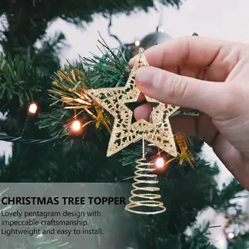 Золотая блестящая Рождественская елка, звезда, рождественские украшения, Пластиковая полая для дома, украшения для Рождественской елки, Navidad Новый год D6N3