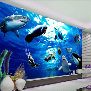 wellyu Papel de parede Пользовательские обои 3D обои фрески подводный мир животных прекрасный фон обои декоративная роспись