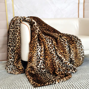 Роскошное Леопардовое Одеяло Из Искусственного Меха, высококачественное плюшевое Покрывало на кровать, клетчатый чехол для дивана, домашний декор, одеяла для гостиной, спальни