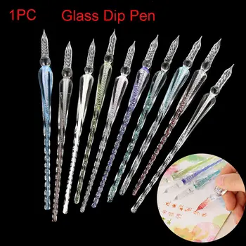 1 ШТ. высококачественная стеклянная капельная авторучка, винтажная стеклянная ручка для обмакивания, авторучки для заполнения подписей чернилами