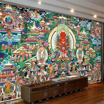 бейбехан Пользовательские обои 3d храм буддийская фреска бодхисаттва как фон настенная живопись гостиная спальня 3d обои