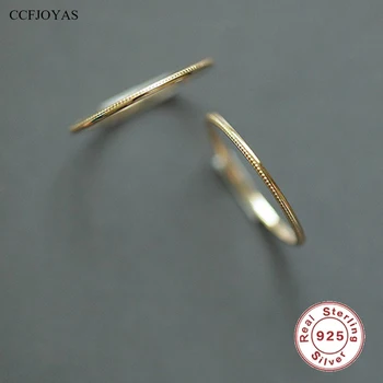 CCFJOYAS 100% Стерлингового Серебра 925 Пробы Тонкое Кольцо Простые INS Наращиваемые Кольца для Женщин Ювелирные Изделия на Палец